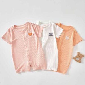 Kids Baby Boys Girls Casual Cute Cartoon Print Short Sleeve Round Neck Romper