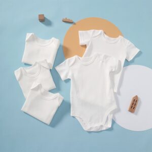 Kids Baby Boys Girls Casual Cute Solid Color Short Sleeve Round Neck Romper