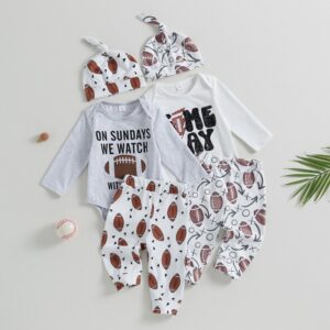 Kids Baby Boys Girls Casual Cute Letter Print Long Sleeve Round Neck Romper Trousers Set