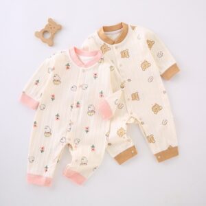 Kids Baby Boys Girls Cute Cartoon Print Long Sleeve Round Neck Bodysuit