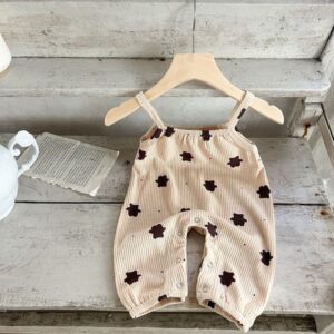 Kids Baby Boys Girls Casual Cute Cartoon Bear Print Sleeveless Cami Bodysuit