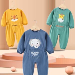 Kids Baby Boys Girls Casual Cute Cartoon Pattern Long Sleeve Round Neck Bodysuit