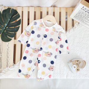 Baby Mailing Thin Long-Sleeved Bamboo Fiber Bear Print Soft Romper