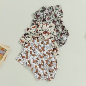 Kids Baby Boys Casual Cute Cactus Print Short Sleeve Lapel Romper