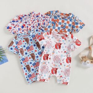 Kids Baby Boys Girls Casual Cute Balloon Print Short Sleeve Round Neck Romper