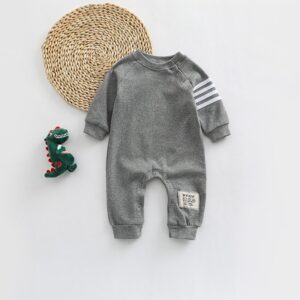 Kids Baby Boys Casual Cute Stripe Print Long Sleeve Round Neck Bodysuit