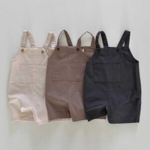 Kids Baby Boys Girls Casual Cute Basic Solid Color Suspender Romper