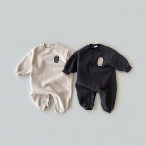 Kids Baby Boys Girls Casual Basic Solid Color Long Sleeve Round Neck Bodysuit
