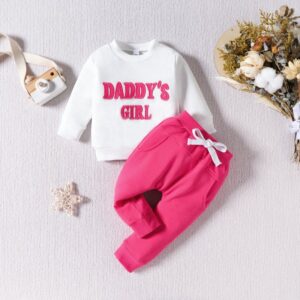 Kids Baby Boys Girls Casual Cute Letters Print Long Sleeve Round Neck Sweatshirts Trousers Set