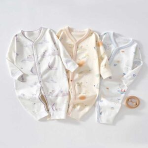 Kids Baby Boys Girls Casual Cute Cartoon Print Long Sleeve Round Neck Romper