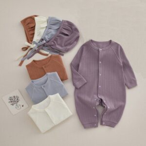Kids Baby Boys Girls Autumn Winter Casual Cute Solid Color Long Sleeve Round Neck Romper