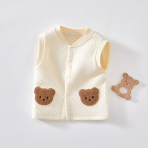 Kids Baby Boys Girls Autumn Winter Casual Cute Cartoon Bear Pattern Waistcoat
