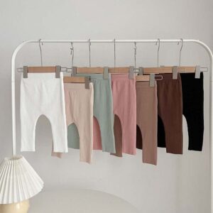 Kids Baby Boys Girls Casual Basic Versatile Solid Color Stripe Leggings Pants