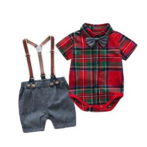 Kids Baby Boys Party Clothing British Style Style Print Short Sleeve Lapel Romper Shorts Set