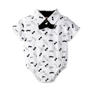 Kids Baby Boys Party Clothing Fashion Casual British Style Short Sleeve Lapel Romper Strap Shorts Set