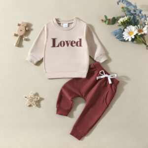 Kids Baby Boys Casual Letter Pattern Long Sleeve Round Neck Sweatshirts Trousers Sets