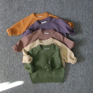 Children Kids Toddler Girls Boys Long-Sleeved Knitted Retro Pullover Knitted Sweater