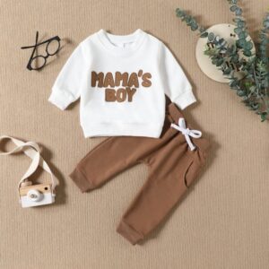 Baby Boy Fashion Letter Embroidered Sweat Pants Two-Piece Set