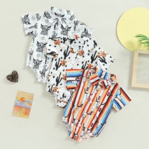 Toddlers Newborn Baby Fashion Boys Short Sleeve Cow Print Bodysuit