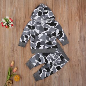Toddlers Newborn Baby Boys Camouflage Print Long Sleeves Hoodies And Pants 2pcs Set