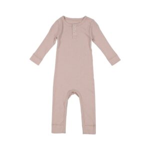 Kids Baby Unisex Spring Autumn Cute Casual Modal Solid Color Striped Button Round Neck Bodysuit