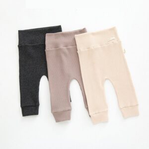 Kids Baby Unisex Spring Autumn Casual Simple Solid Color Striped High Waist Pants