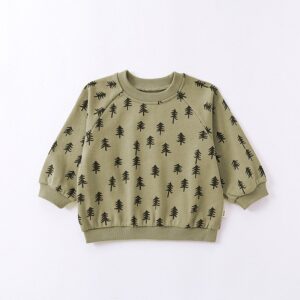 Kids Baby Unisex Spring Autumn Cute Casual Pine Moon Pattern Round Neck Set