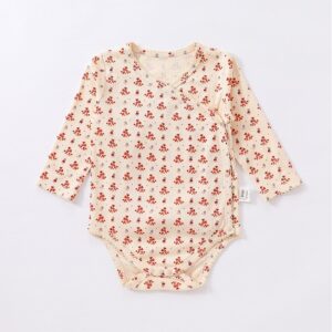 Kids Baby Girls Spring Autumn Casual Cute Cotton Tiny Flower Side Open Long Sleeve Bodysuit