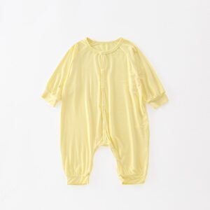 Kids Baby Girls Boys Spring Autumn Cute Solid Color Cotton Snap Button Round Neck Bodysuit