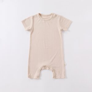 Kids Baby Girls Boys Summer Thin Solid Color Modal Cotton Short Sleeve Round Neck Bodysuit