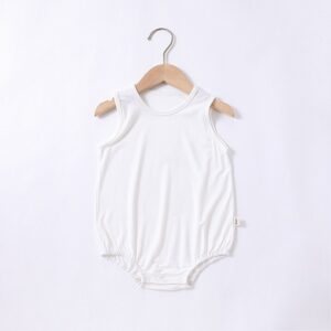 Kids Baby Girls Boys Summer Cute Solid Color Modal Sleeveless Round Neck Bodysuit