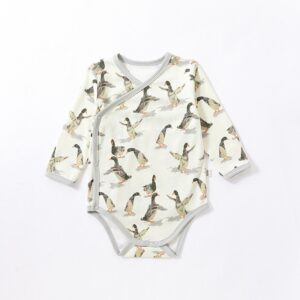 Kids Baby Girls Boys Spring Cotton Duck Elephant Giraffe Tiger Lion Print Long Sleeve Triangle Romper