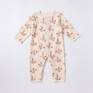 Kids Baby Girls Boys Spring Autumn Cute Cotton Rabbit Hot Air Balloon Printed Round Neck Jumpsuit