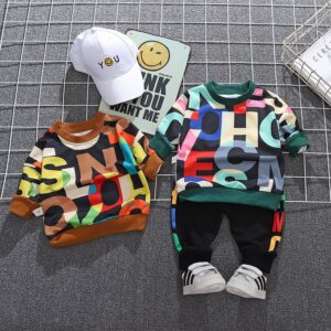 Toddlers Newborn Baby Fashion Boys Casual Long Sleeve Letter Print Sweatshirt And Pants 2pcs Set