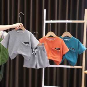 Toddlers Newborn Baby Fashion Boys Casual Sports Short Sleeve Pocket T-Shirt And Shorts 2pcs Set