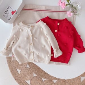 Toddlers Newborn Baby Fashion Girls Solid Color Long Sleeve Knitted Sweater Jacket Cardigan