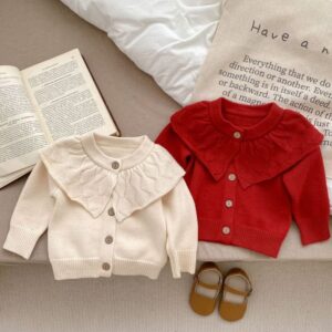 Toddlers Newborn Baby Fashion Girls Long Sleeve Solid Color Knitted Cardigan Coat