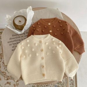 Toddlers Newborn Baby Fashion Girls Boys Casual Basic Long Sleeve Solid Color Knitted Cardigan Coat