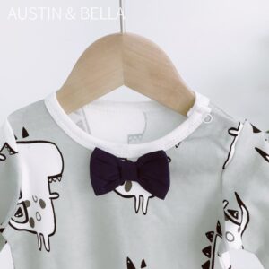 Toddlers Newborn Baby Fashion Boys Casual Basic Little Gentleman Dinosaur Long Sleeve Jumpsuit