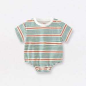 Toddlers Newborn Baby Fashion Girls Boys Casual Basic Short Sleeve Stripes Print Bodysuit