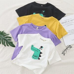 Children Kids Baby Fashion Girls Boys Basic Casual Cartoon Print Short Sleeve T-Shirts
