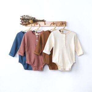 Toddlers Newborn Baby Fashion Girls Boys Basic Casual Long Sleeve Solid Color Bodysuit