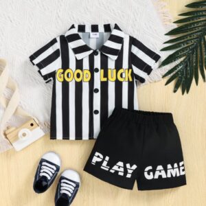 Toddlers Newborn Baby Fashion Boys Short Sleeve Strip Print Shirt And Shorts 2pcs Set