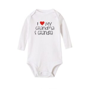 Toddlers Newborn Baby Fashion Girls Boys Casual Basic Long Sleeve Love Grandfathe Letter Print Bodysuit
