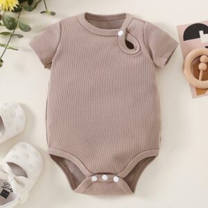 Toddlers Newborn Baby Fashion Girls Boys Casual Basic Short Sleeve Solid Color Bodysuit