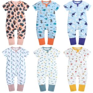 Toddlers Newborn Baby Fashion Girls Boys Casual Basic Short Sleeve Cartoon Print Jumpsuit