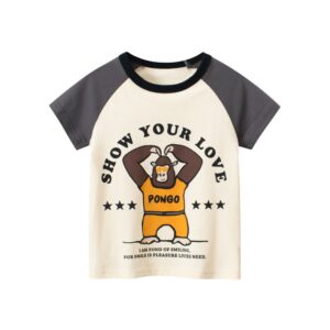 Children Kids Baby Fashion Boys Basic Short Sleeve Cartoon Letter Print T-Shirt