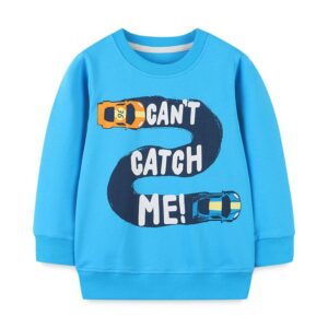 Children Kids Baby Fashion Boys Long Sleeve Cartoon Letter Car Print Round Neck Pullover Sweatshirt