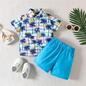 Toddlers Newborn Baby Fashion Boys Printed Shirt And Shorts Set
