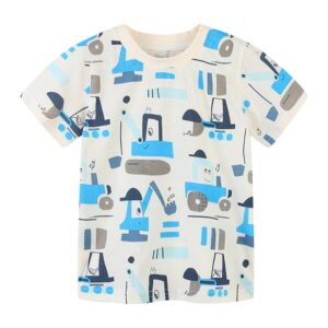 Children Kids Baby Fashion Boys Short Sleeve Round Neck Cartoon Print T-Shirt